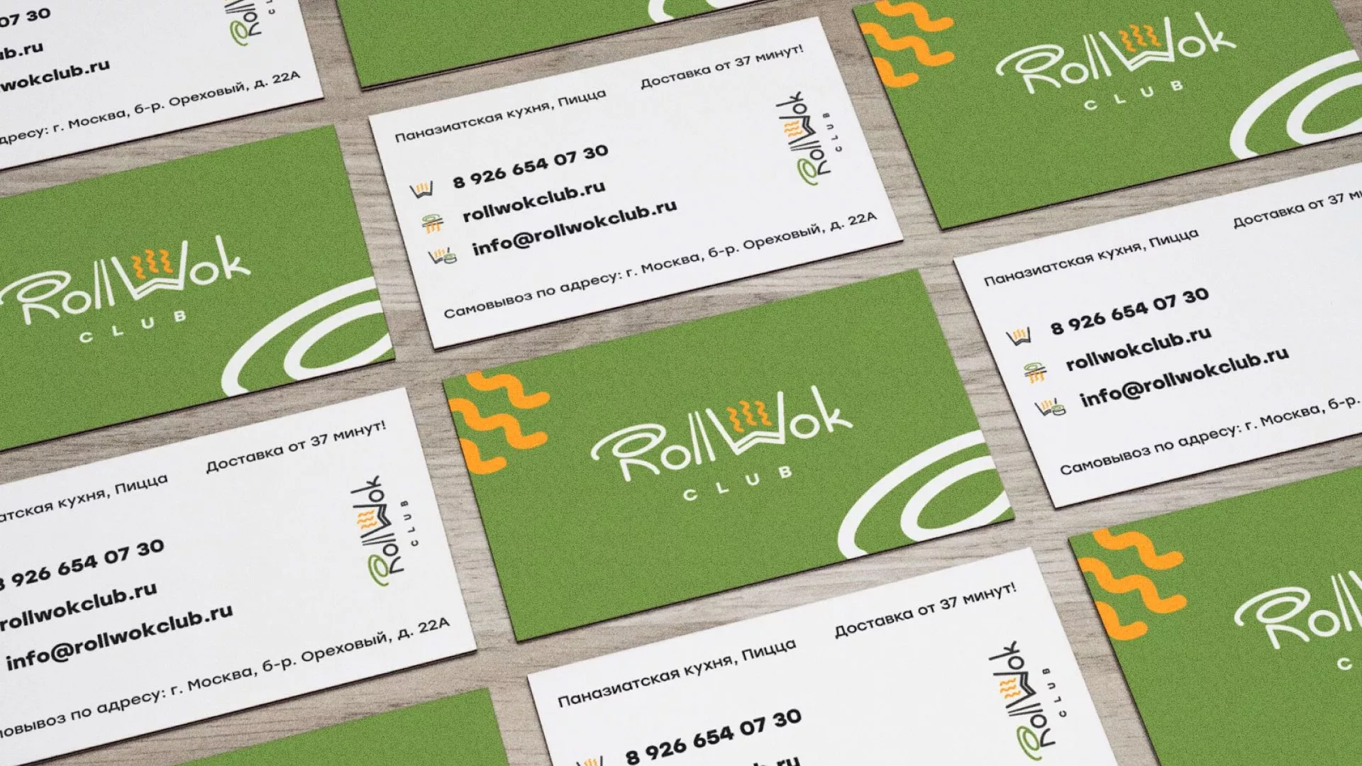 Разработка дизайна визиток суши-бара «Roll Wok Club» в Охе